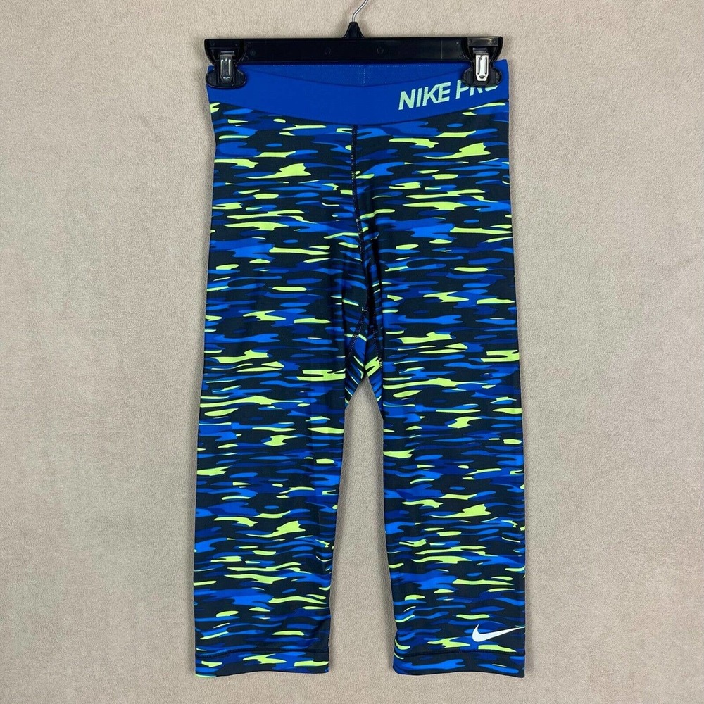 Nike Pro Dri Fit Compression Capri Legging Pants Womens S Mid Rise Elastic Waist